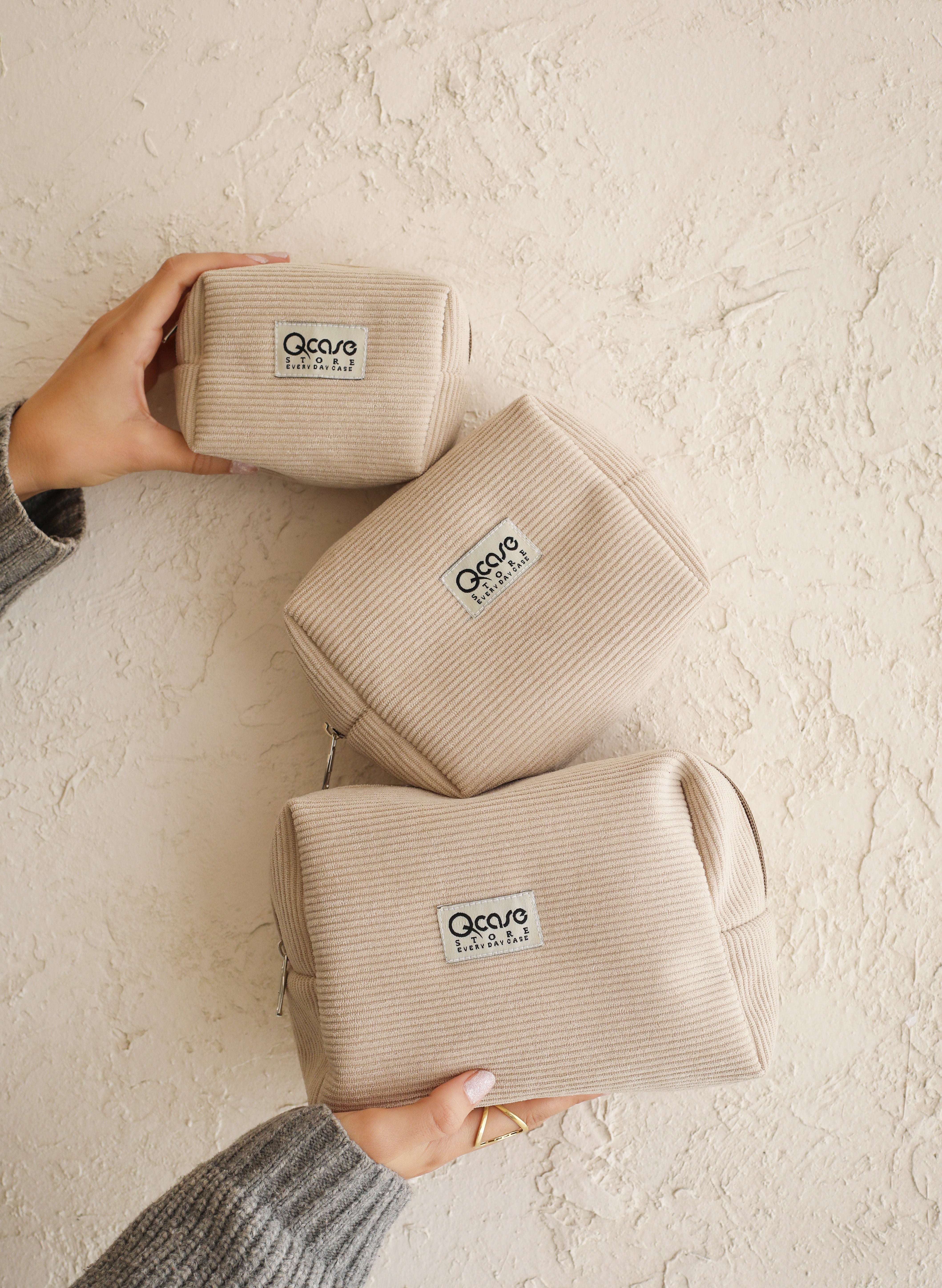 Beige Velvet Pouch