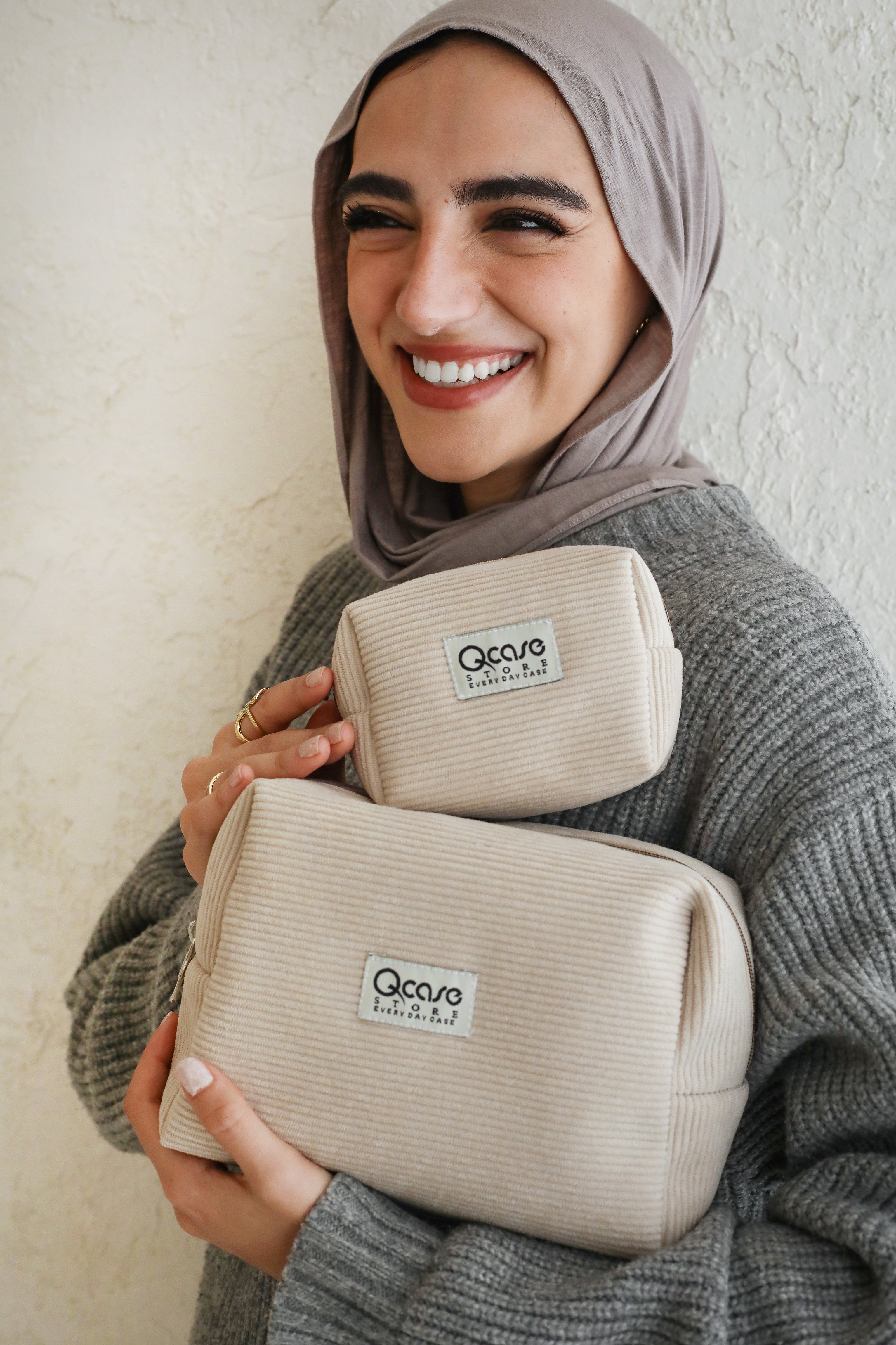 Beige Velvet Pouch