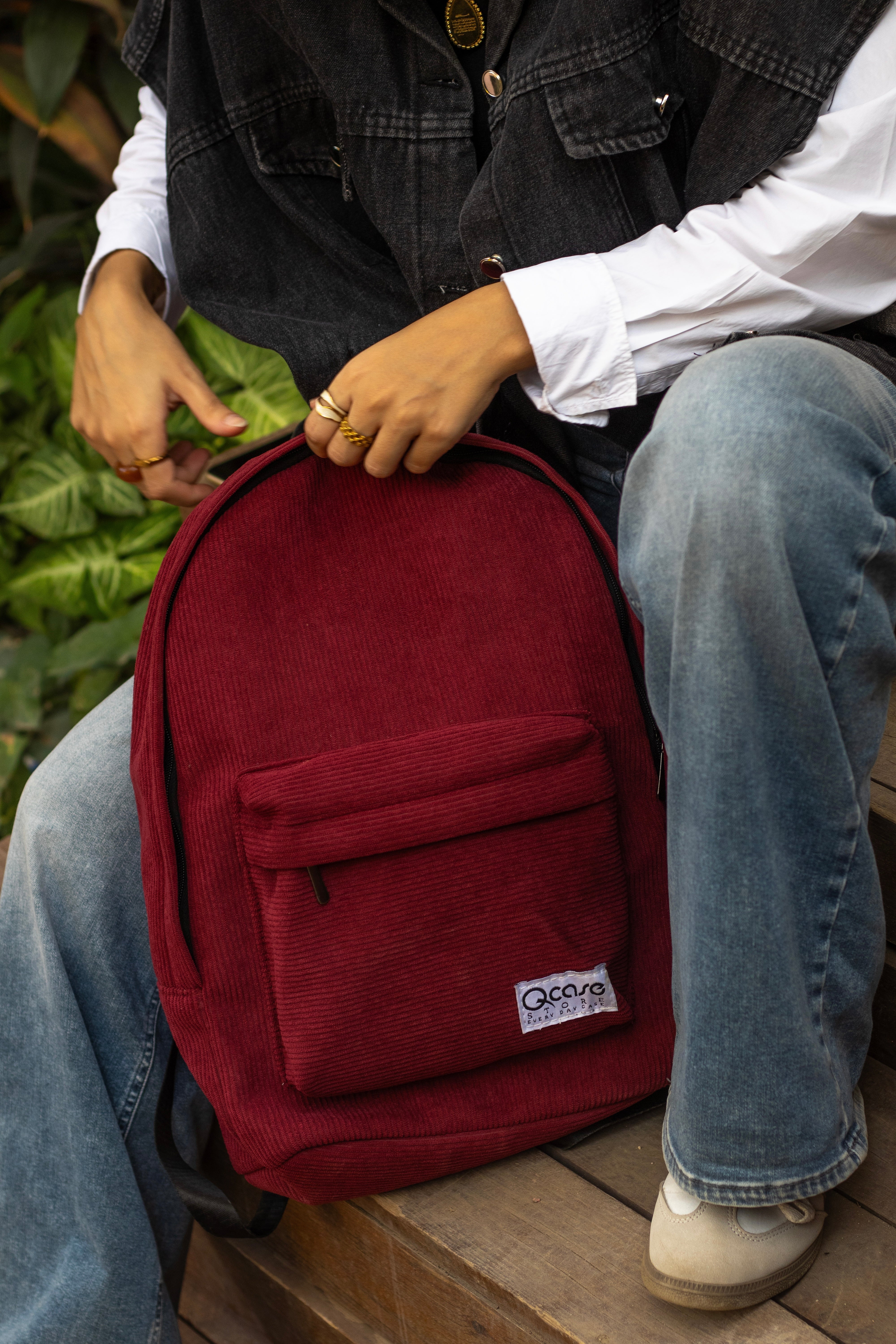 Burgundy Velvet Backpack