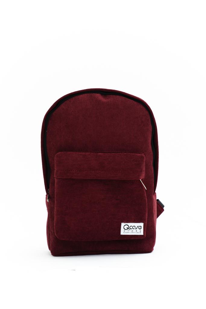 Burgundy Velvet Backpack (with divided pockets)