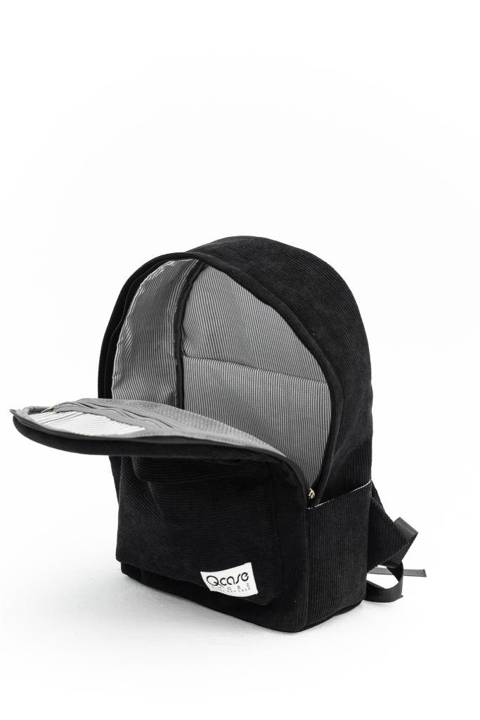 Black Velvet Backpack (with divided pockets)