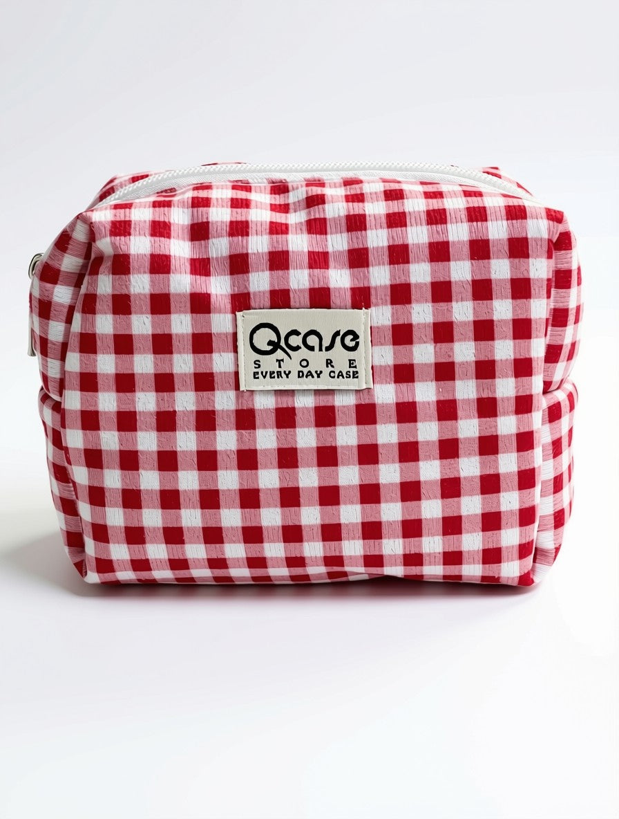 Red Gingham - slouchy pouch