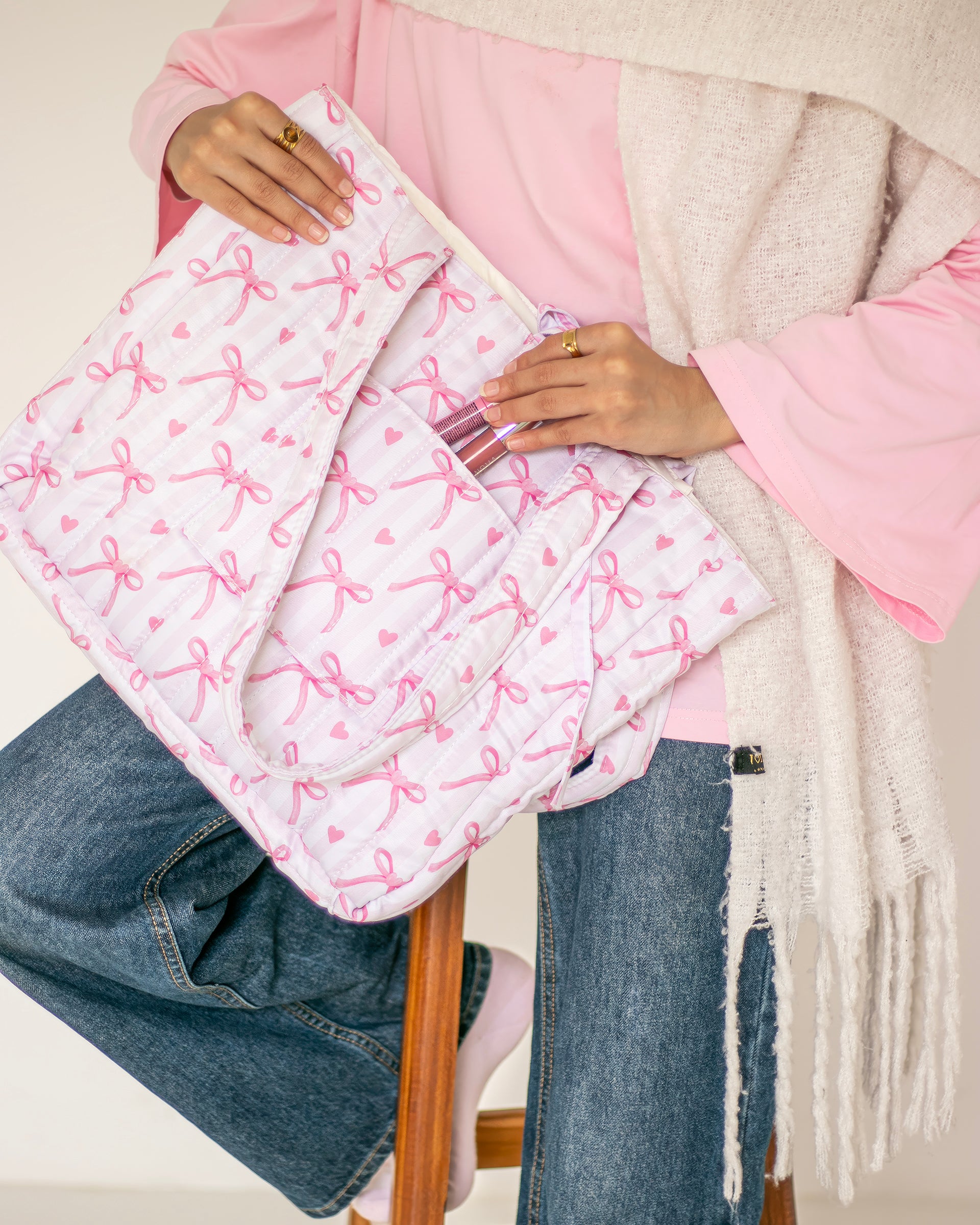 Puff Tote — Ribbon Cloud