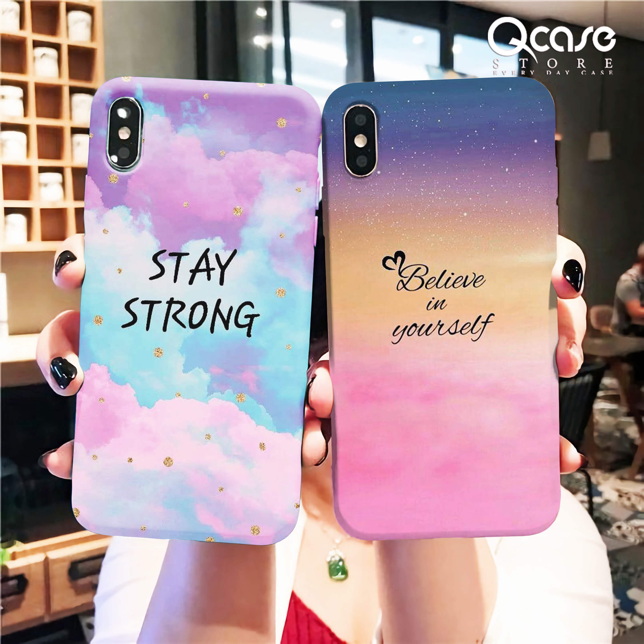 Pink blue sky with quotes