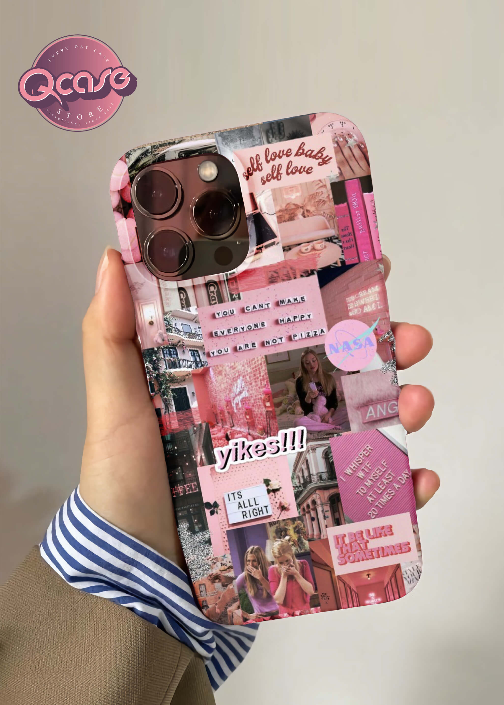 Pink background with quates Phone Cover