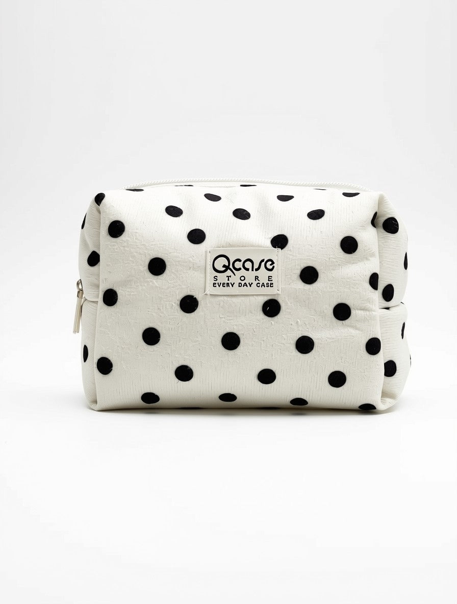 Polka Dot white- slouchy pouch